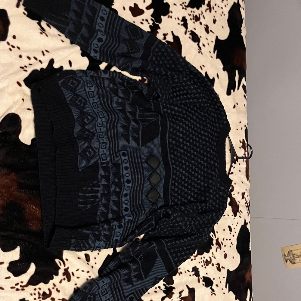 Navy Geometric Crewneck Sweater